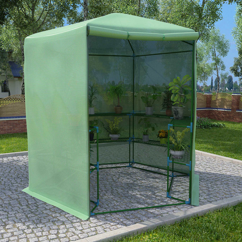vidaXL Greenhouse with Shelves Steel 143x143x195 cm