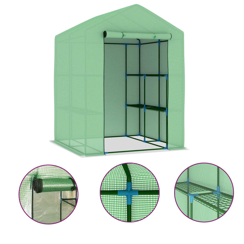 vidaXL Greenhouse with Shelves Steel 143x143x195 cm
