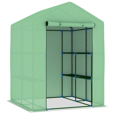 vidaXL Greenhouse with Shelves Steel 143x143x195 cm