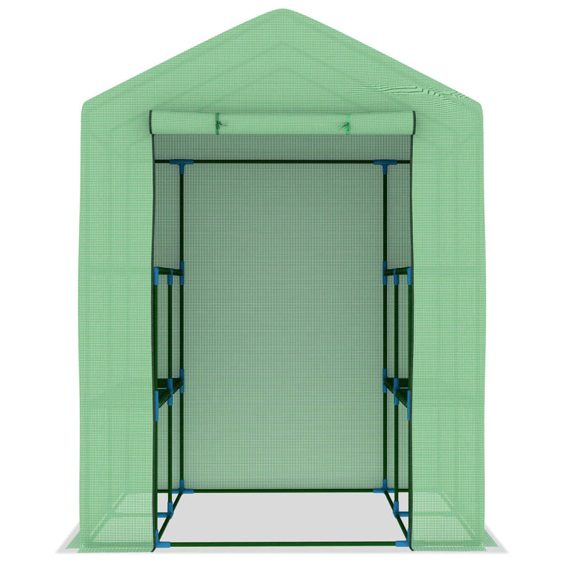 vidaXL Greenhouse with Shelves Steel 143x143x195 cm
