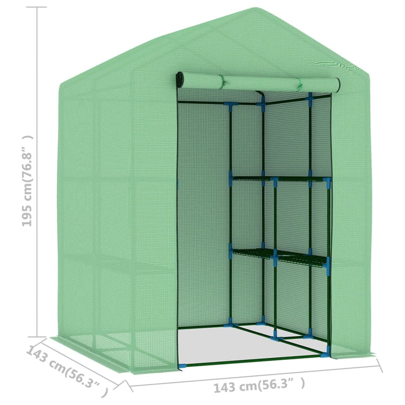 vidaXL Greenhouse with Shelves Steel 143x143x195 cm
