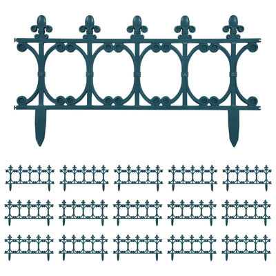 vidaXL Lawn Edgings 16 pcs Green 10 m PP