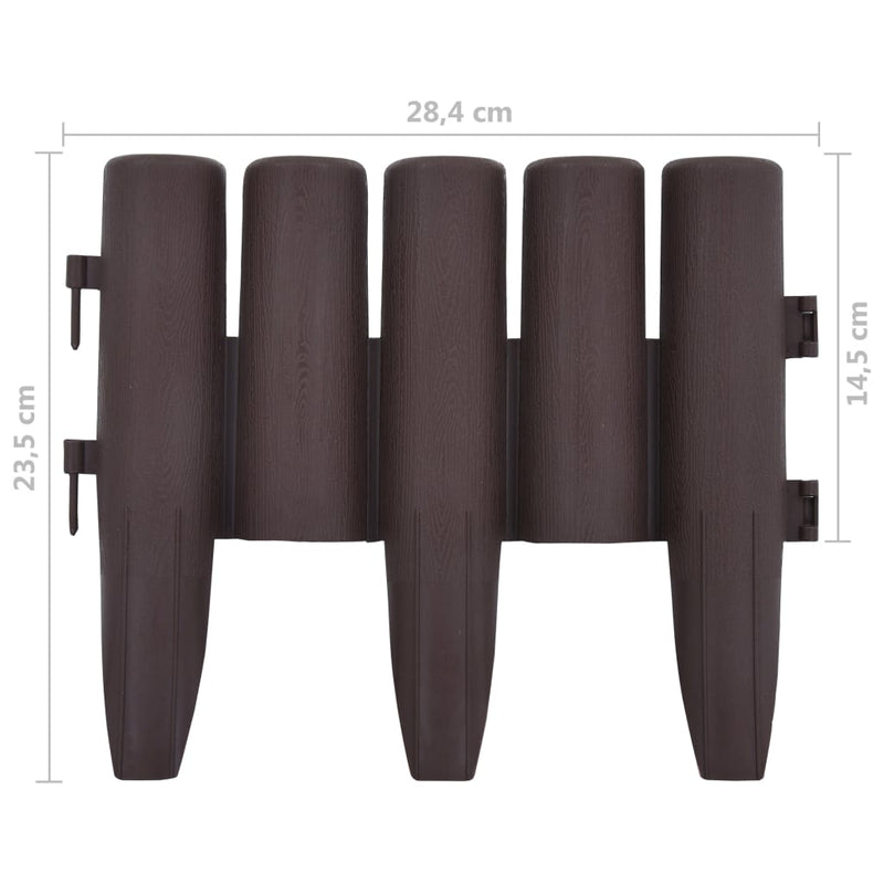 vidaXL Lawn Edgings 36 pcs Brown 10 m PP