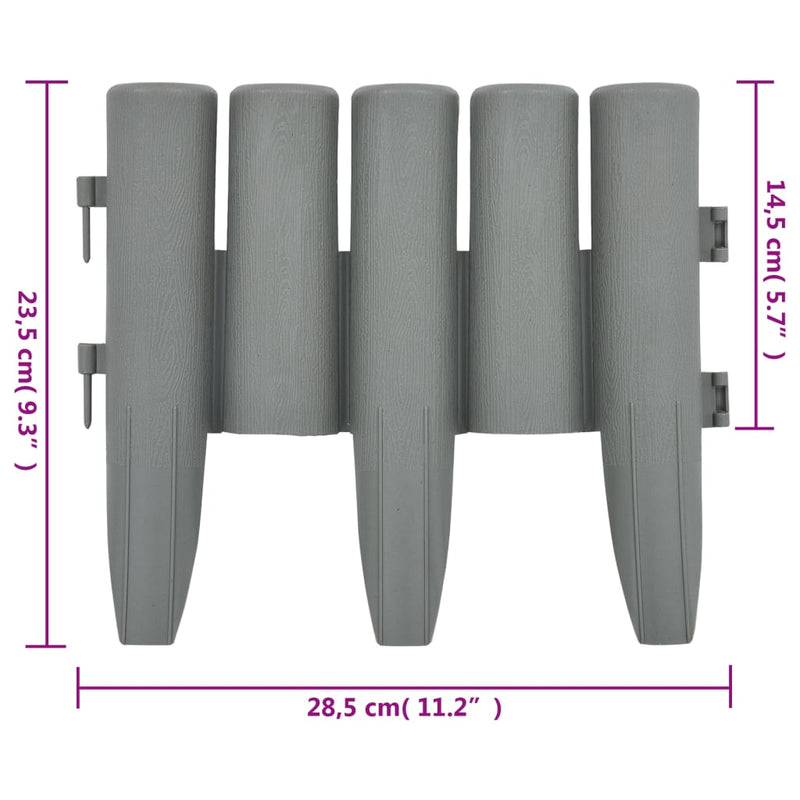 vidaXL Lawn Edgings 36 pcs Brown 10 m PP