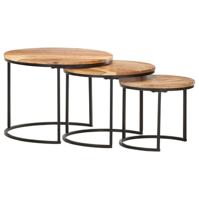 vidaXL Nesting Tables 3 pcs Solid Wood Acacia