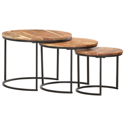 vidaXL Nesting Tables 3 pcs Solid Wood Acacia