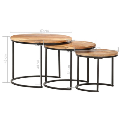 vidaXL Nesting Tables 3 pcs Solid Wood Acacia