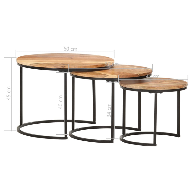 vidaXL Nesting Tables 3 pcs Solid Wood Acacia