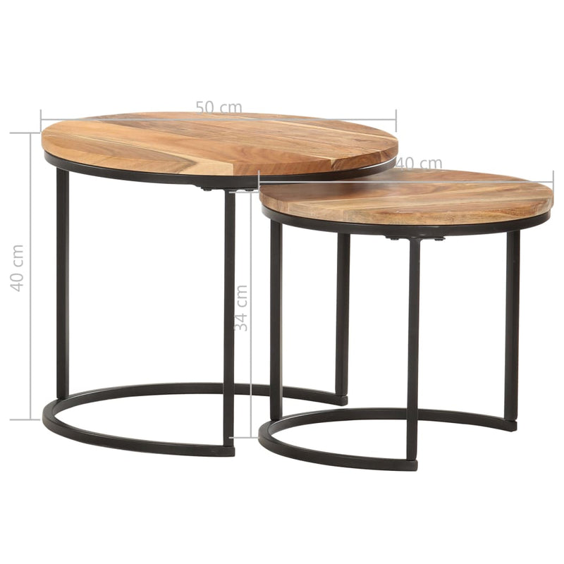 vidaXL Nesting Tables 2 pcs Solid Wood Acacia