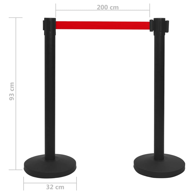 vidaXL Stanchion with Belt Airport Barrier Steel Black