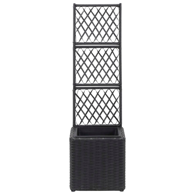 vidaXL Trellis Raised Bed with 1 Pot 30x30x107 cm Poly Rattan Black