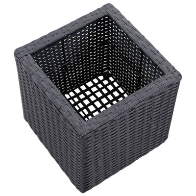 vidaXL Garden Raised Beds 3 pcs Poly Rattan Grey