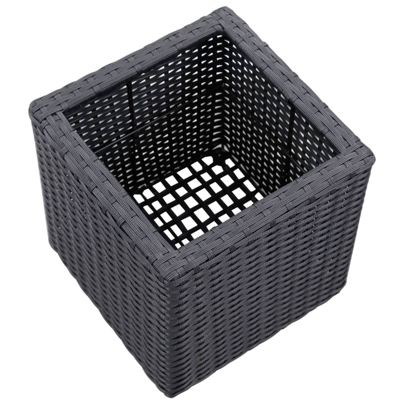 vidaXL Garden Raised Beds 3 pcs Poly Rattan Grey