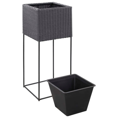 vidaXL Garden Raised Beds 3 pcs Poly Rattan Grey