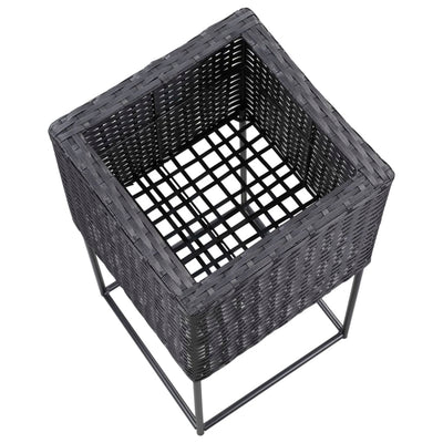 vidaXL Garden Raised Beds 3 pcs Poly Rattan Grey