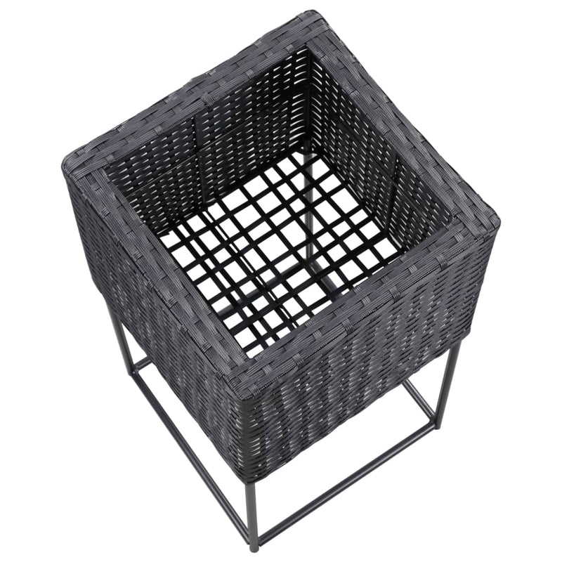 vidaXL Garden Raised Beds 3 pcs Poly Rattan Grey