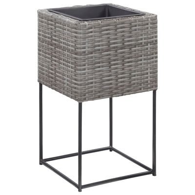 vidaXL Garden Raised Beds 3 pcs Poly Rattan Grey