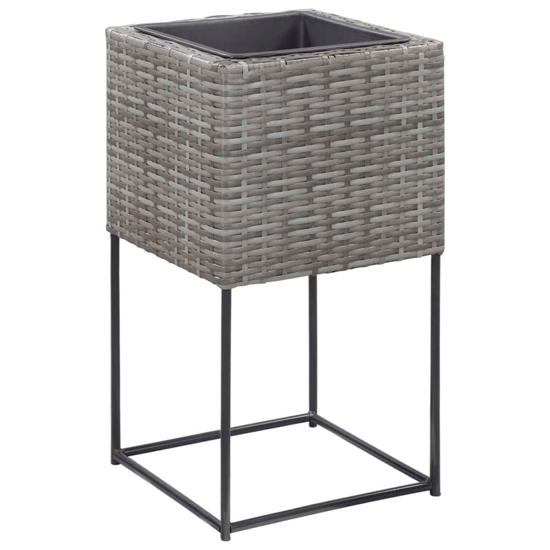 vidaXL Garden Raised Beds 3 pcs Poly Rattan Grey