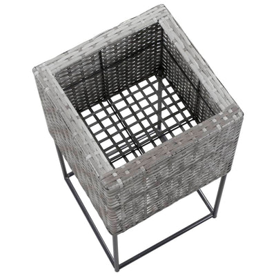 vidaXL Garden Raised Beds 3 pcs Poly Rattan Grey