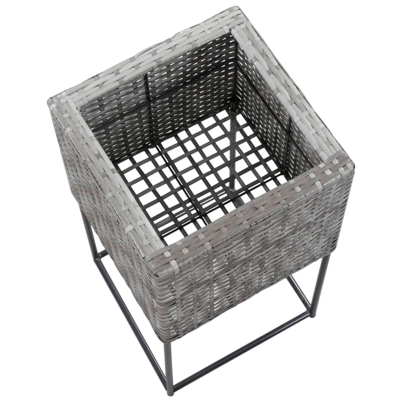 vidaXL Garden Raised Beds 3 pcs Poly Rattan Grey