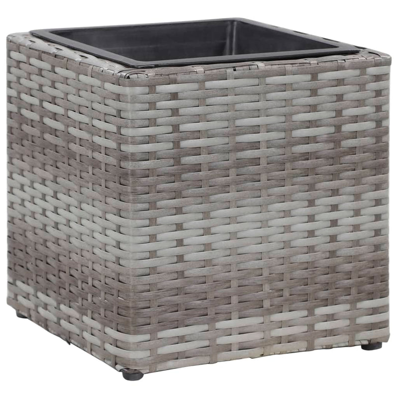 vidaXL Garden Raised Beds 3 pcs Poly Rattan Grey
