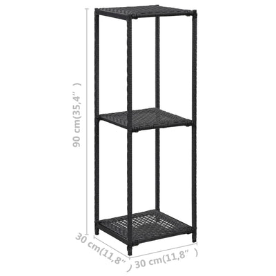 vidaXL Storage Shelf Black 30x30x90 cm Poly Rattan