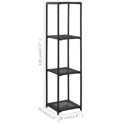 vidaXL Storage Shelf Black 30x30x90 cm Poly Rattan