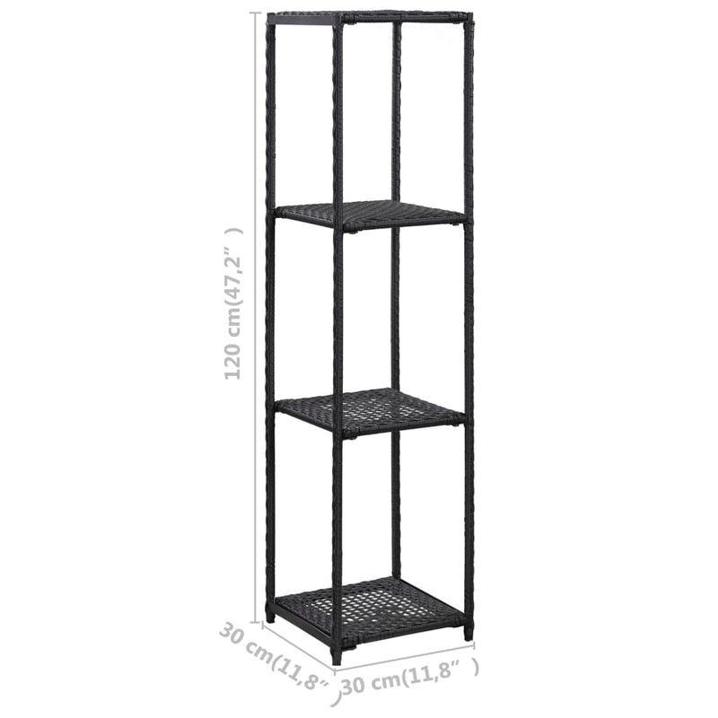vidaXL Storage Shelf Black 30x30x90 cm Poly Rattan