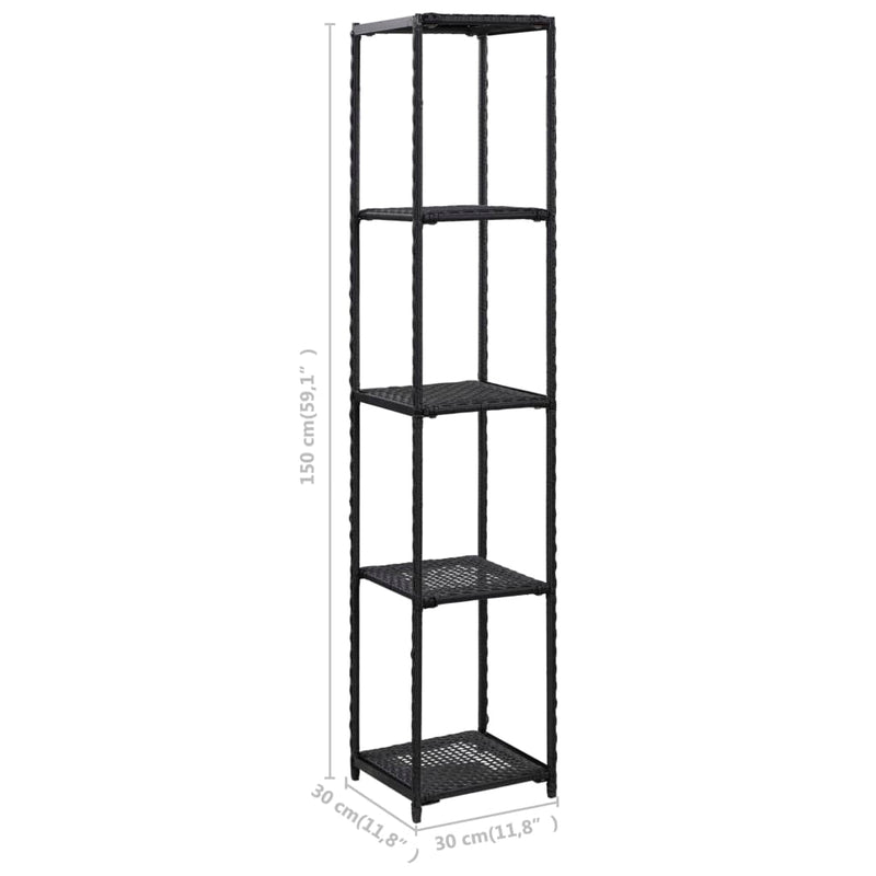 vidaXL Storage Shelf Black 30x30x90 cm Poly Rattan