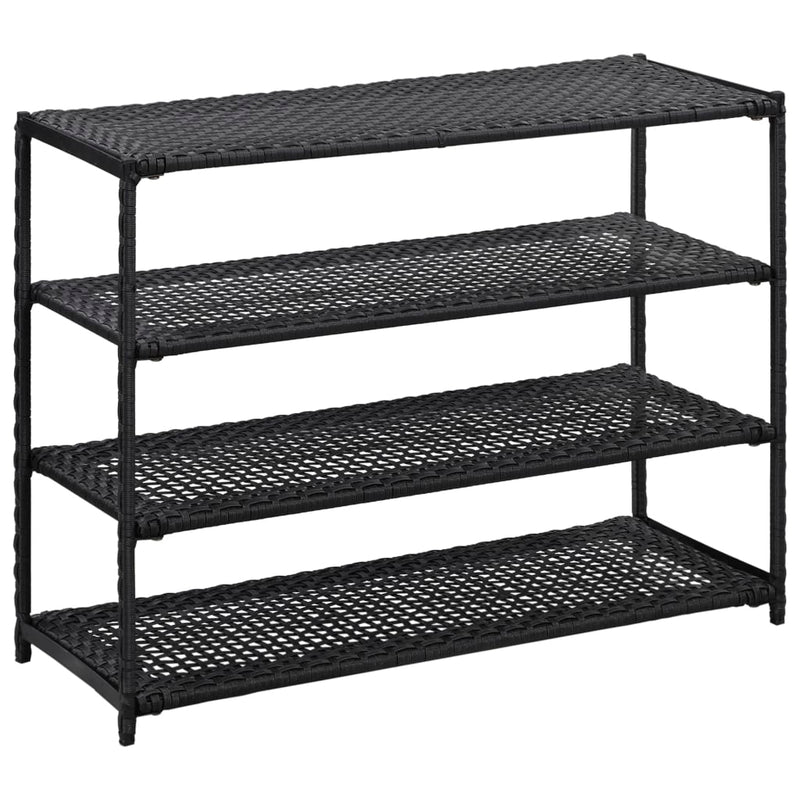 vidaXL Shoe Rack Black 80x30x60 cm Poly Rattan