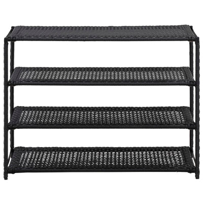 vidaXL Shoe Rack Black 80x30x60 cm Poly Rattan