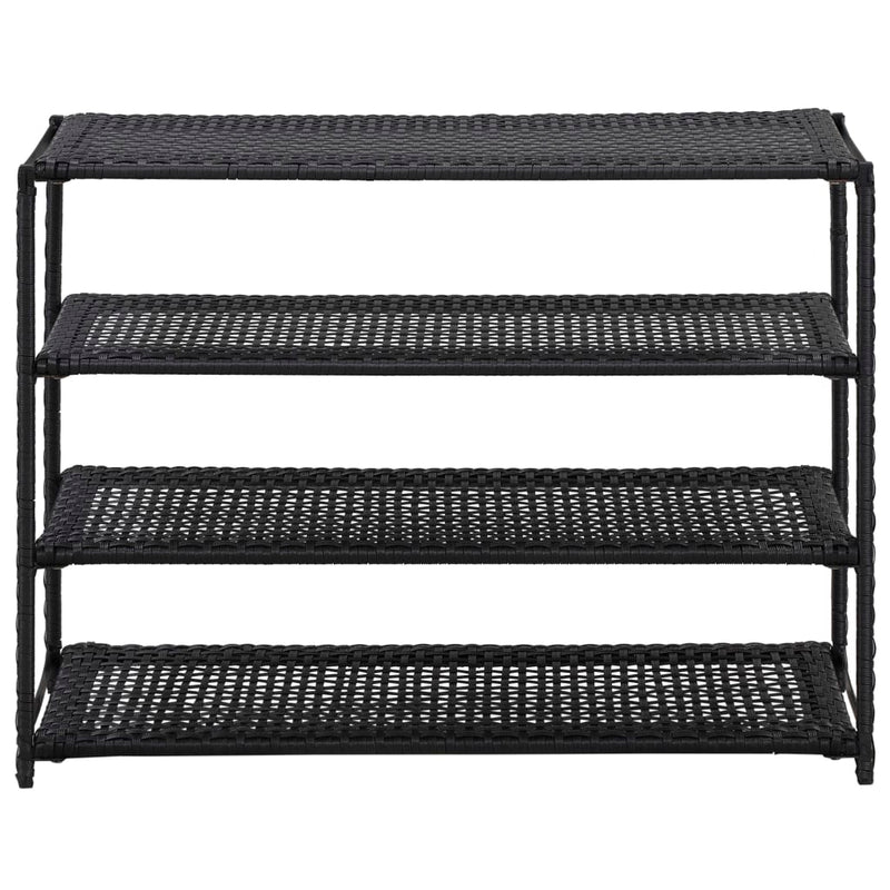 vidaXL Shoe Rack Black 80x30x60 cm Poly Rattan