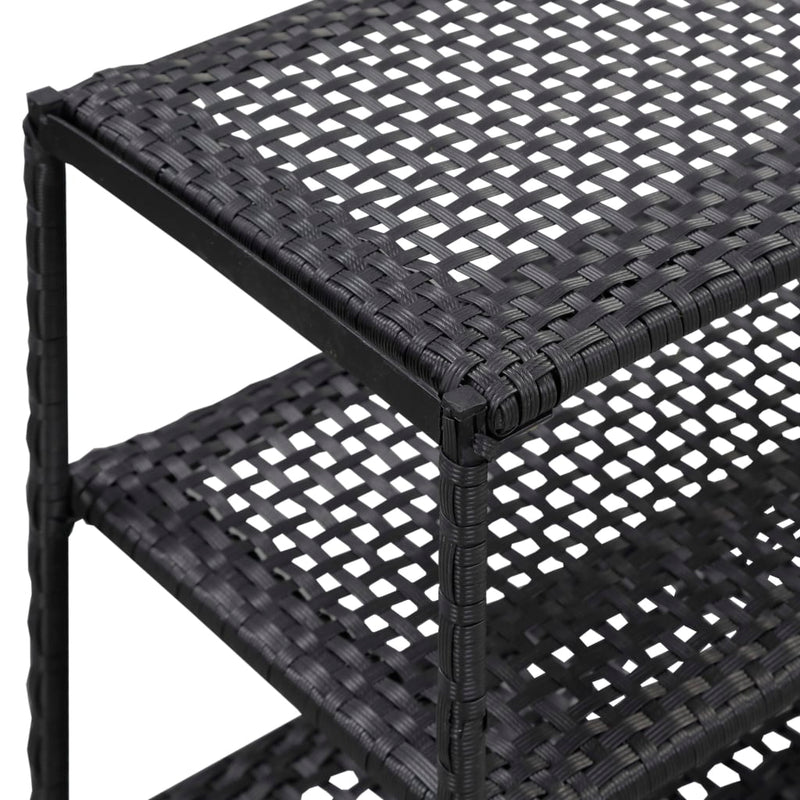 vidaXL Shoe Rack Black 80x30x60 cm Poly Rattan