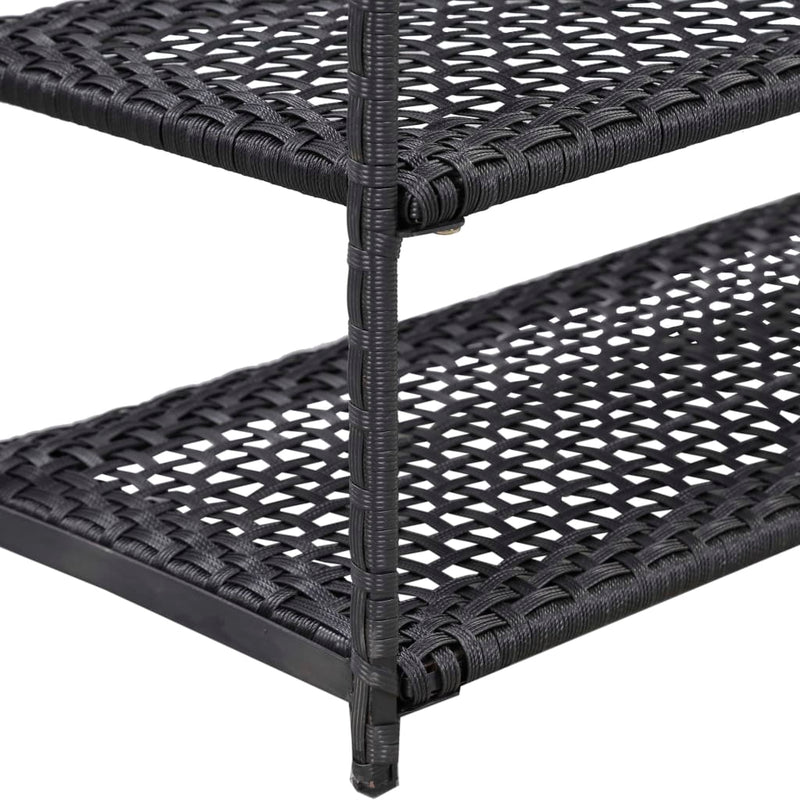 vidaXL Shoe Rack Black 80x30x60 cm Poly Rattan