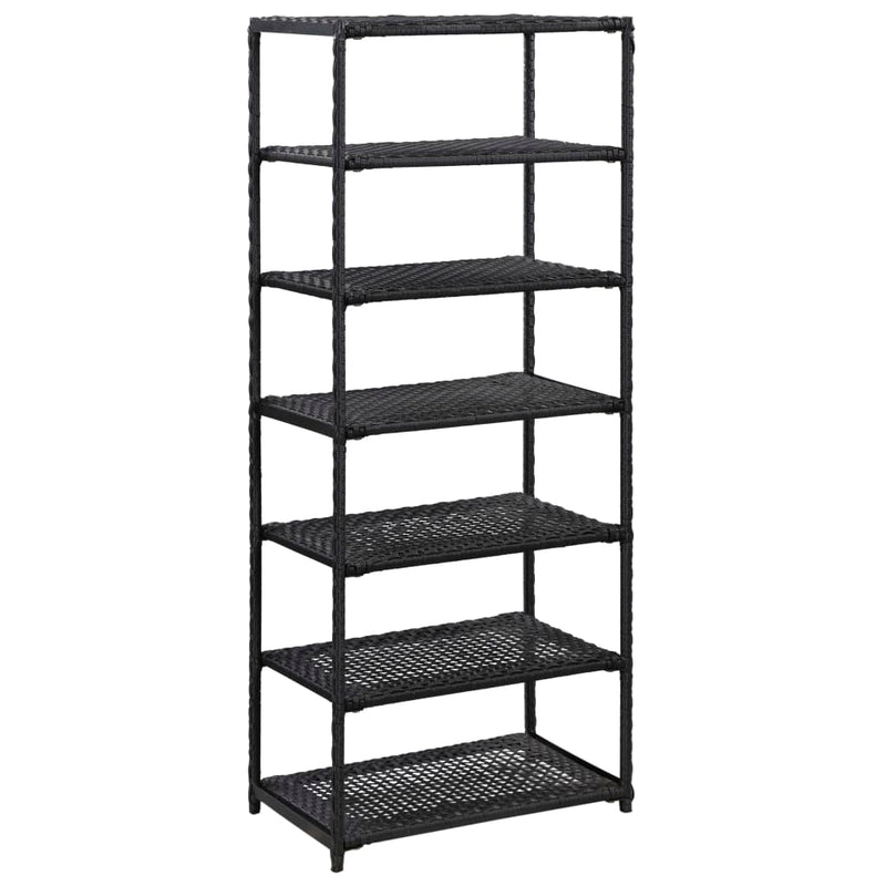 vidaXL Shoe Rack Black 50x30x120 cm Poly Rattan