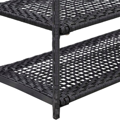 vidaXL Shoe Rack Black 50x30x120 cm Poly Rattan
