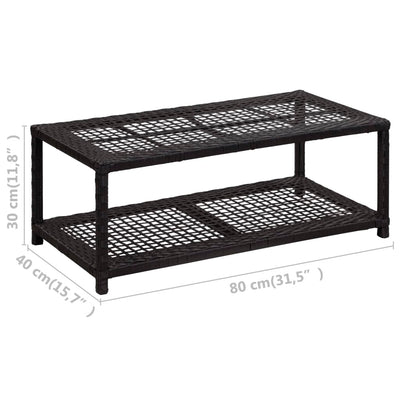 vidaXL Shoe Bench Black 80x40x30 cm Poly Rattan