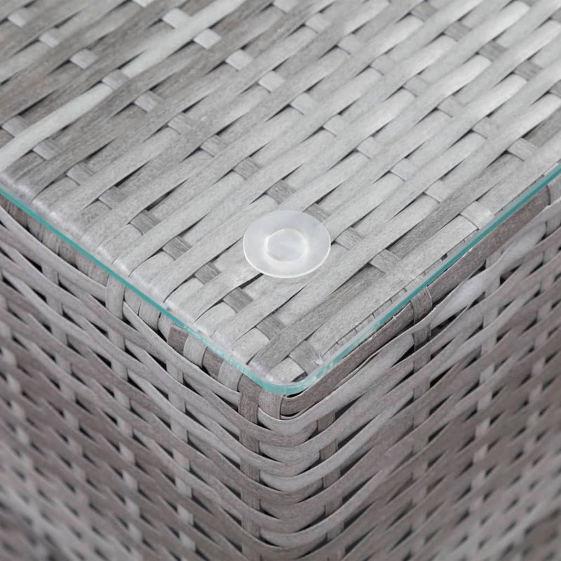 vidaXL Side Table with Glass Top Black 35x35x52 cm Poly Rattan