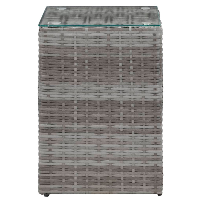 vidaXL Side Tables 3 pcs with Glass Top Black Poly Rattan