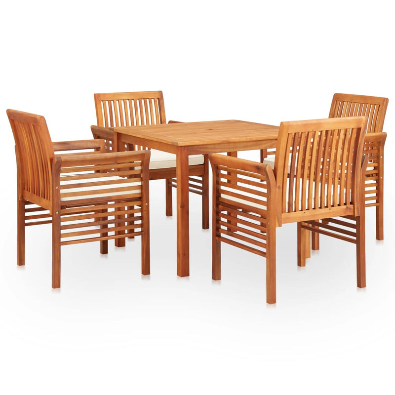 vidaXL 5 Piece Outdoor Dining Set with Cushions Solid Wood Acacia