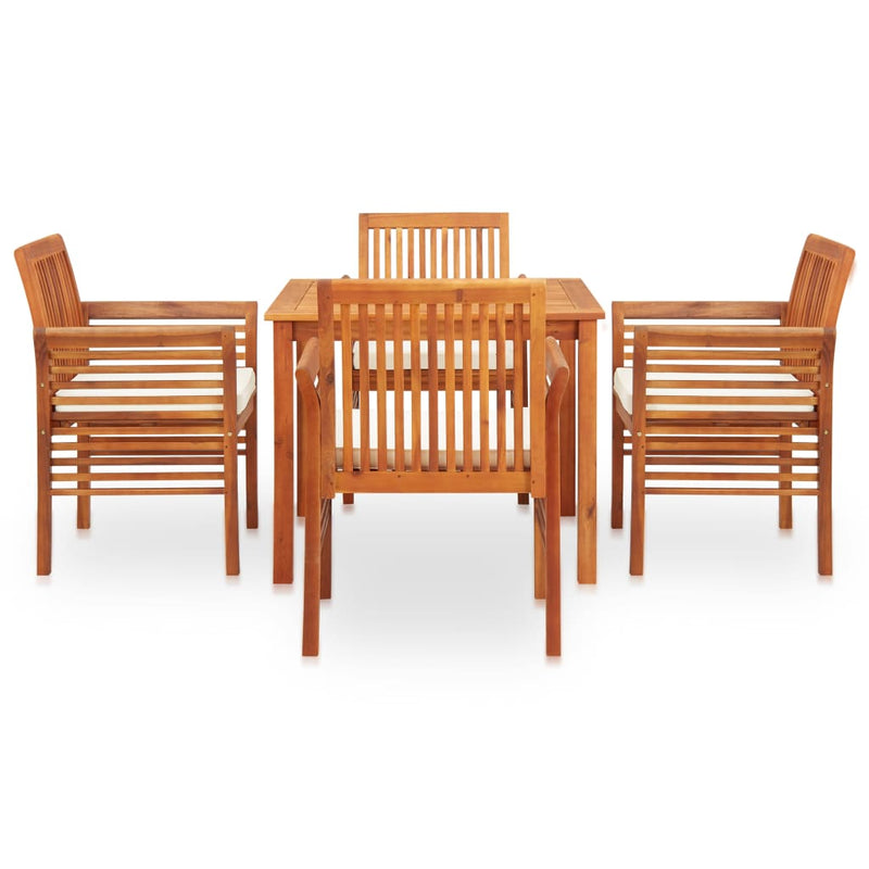 vidaXL 5 Piece Outdoor Dining Set with Cushions Solid Wood Acacia
