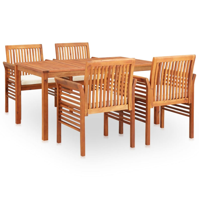 vidaXL 5 Piece Outdoor Dining Set with Cushions Solid Wood Acacia