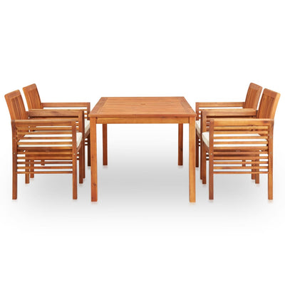 vidaXL 5 Piece Outdoor Dining Set with Cushions Solid Wood Acacia
