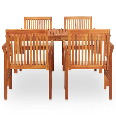 vidaXL 5 Piece Outdoor Dining Set with Cushions Solid Wood Acacia