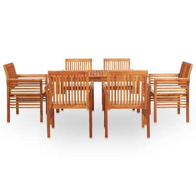 vidaXL 7 Piece Outdoor Dining Set with Cushions Solid Wood Acacia
