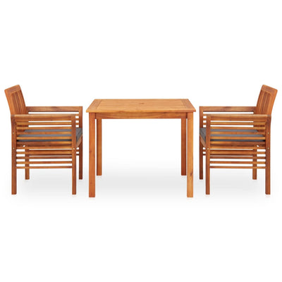 vidaXL 3 Piece Outdoor Dining Set with Cushions Solid Wood Acacia