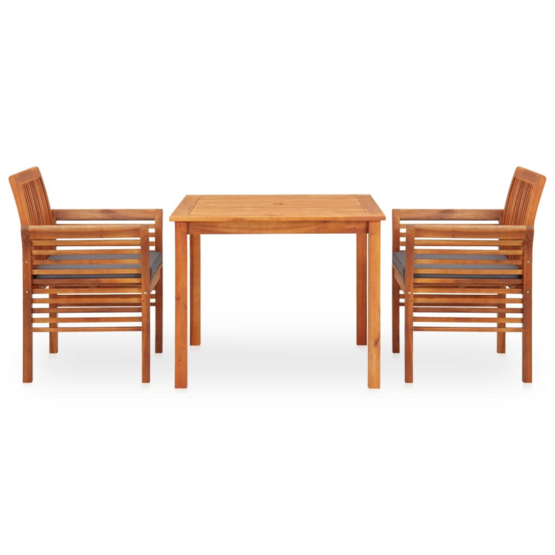 vidaXL 3 Piece Outdoor Dining Set with Cushions Solid Wood Acacia