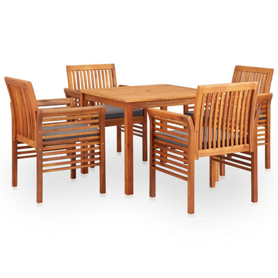 vidaXL 5 Piece Outdoor Dining Set with Cushions Solid Wood Acacia