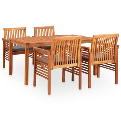 vidaXL 5 Piece Outdoor Dining Set with Cushions Solid Wood Acacia