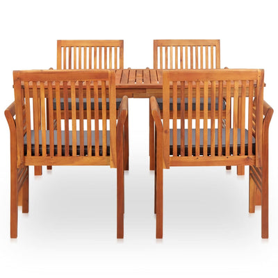 vidaXL 5 Piece Outdoor Dining Set with Cushions Solid Wood Acacia